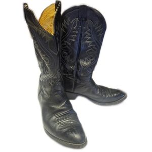 Nocona Men’s Vintage Cowboy Boots Black Leather Western Size 9.5 USA